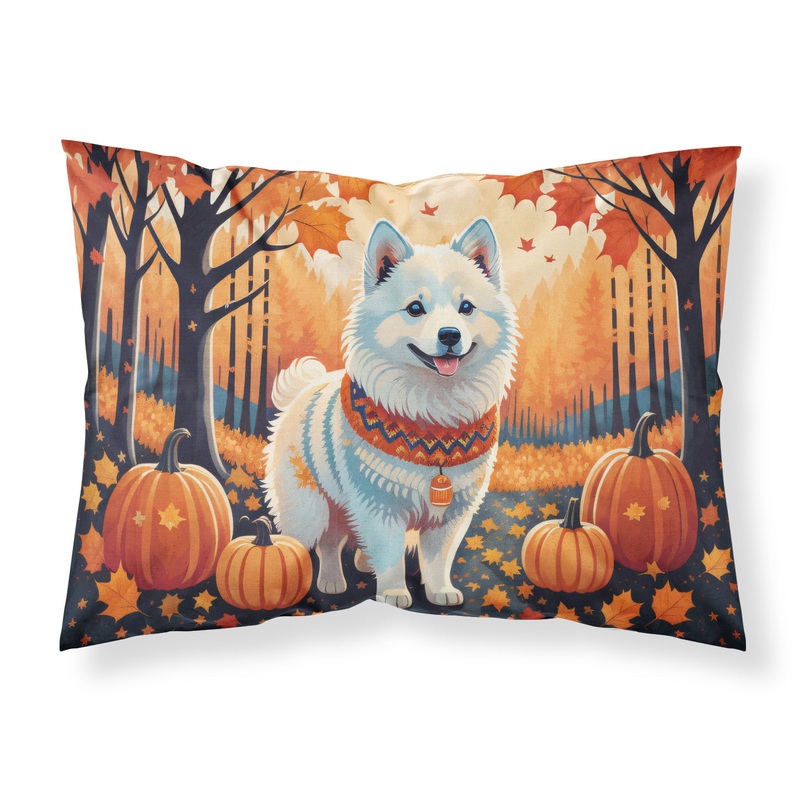 American Eskimo Fall Fabric Standard Pillowcase  Artistic Decorative Front, White Back
