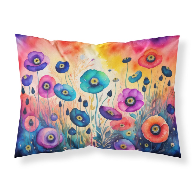 Anemones in Color Fabric Standard Pillowcase  Artistic Decorative Front, White Back