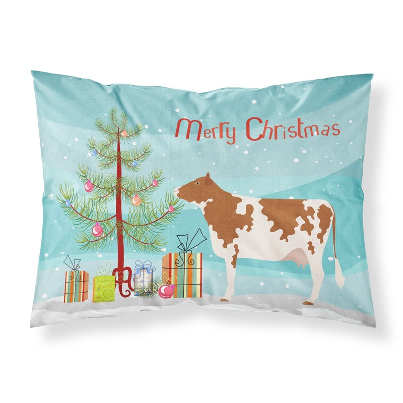 Ayrshire Cow Christmas Fabric Standard Pillowcase  Artistic Decorative Front, White Back BB9194PILLOWCASE