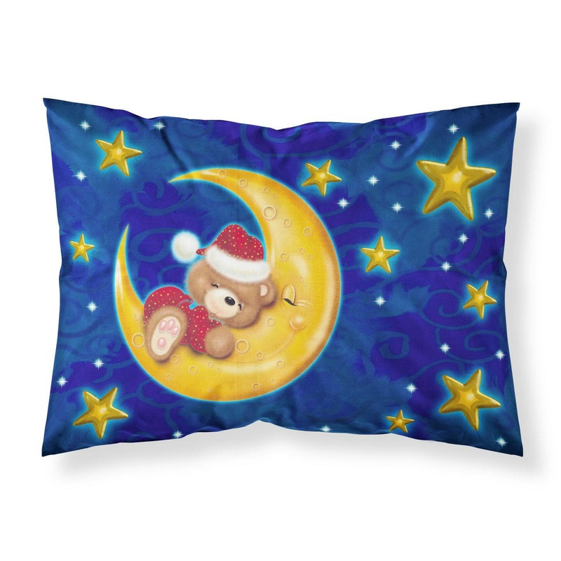 Bear Sleeping in the Moon and Stars Fabric Standard Pillowcase  Artistic Decorative Front, White Back APH514BPILLOWCASE