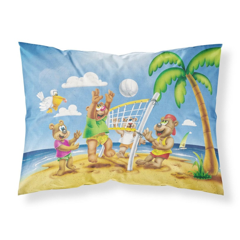 Bears Playing Volleyball Fabric Standard Pillowcase  Artistic Decorative Front, White Back APH0373PILLOWCASE