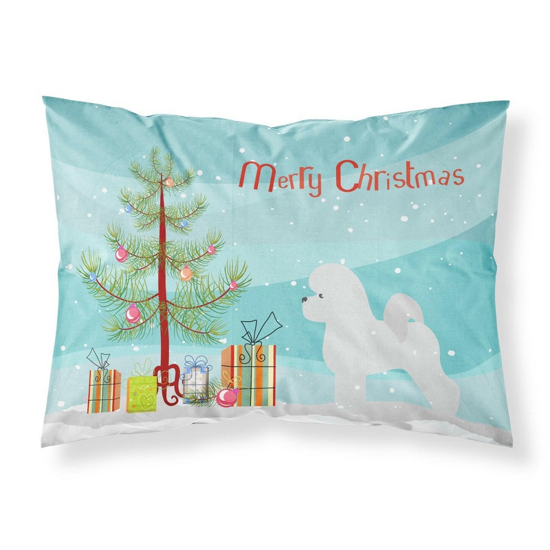 Bichon Frise Merry Christmas Tree Fabric Standard Pillowcase  Artistic Decorative Front, White Back BB2963PILLOWCASE