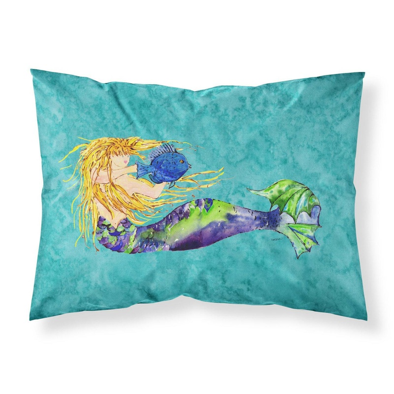 Blonde Mermaid on Teal Fabric Standard Pillowcase  Artistic Decorative Front, White Back 8724PILLOWCASE