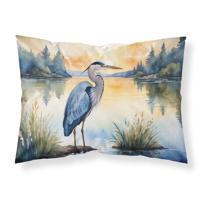 Blue Heron in the Golden Hour Standard Pillowcase  Artistic Decorative Front, White Back