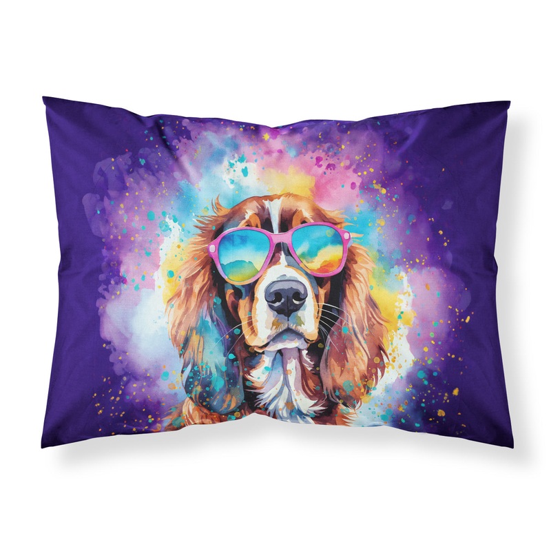 Cavalier Spaniel Hippie Dawg Standard Pillowcase  Artistic Decorative Front, White Back
