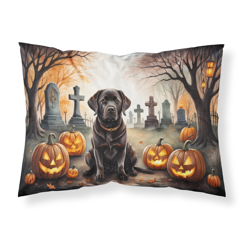 Chocolate Labrador Retriever Spooky Halloween Fabric Standard Pillowcase  Artistic Decorative Front, White Back