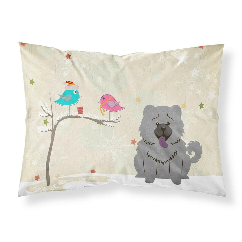 Christmas Presents between Friends Chow Chow Blue Fabric Standard Pillowcase  Artistic Decorative Front, White Back BB2611PILLOWCASE