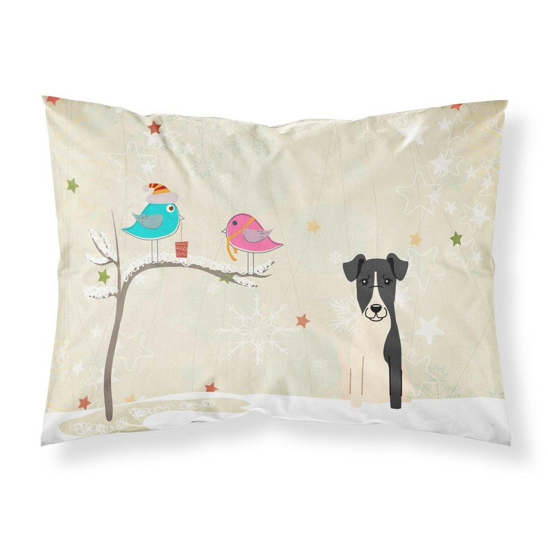 Christmas Presents between Friends Smooth Fox Terrier Fabric Standard Pillowcase  Artistic Decorative Front, White Back BB2570PILLOWCASE