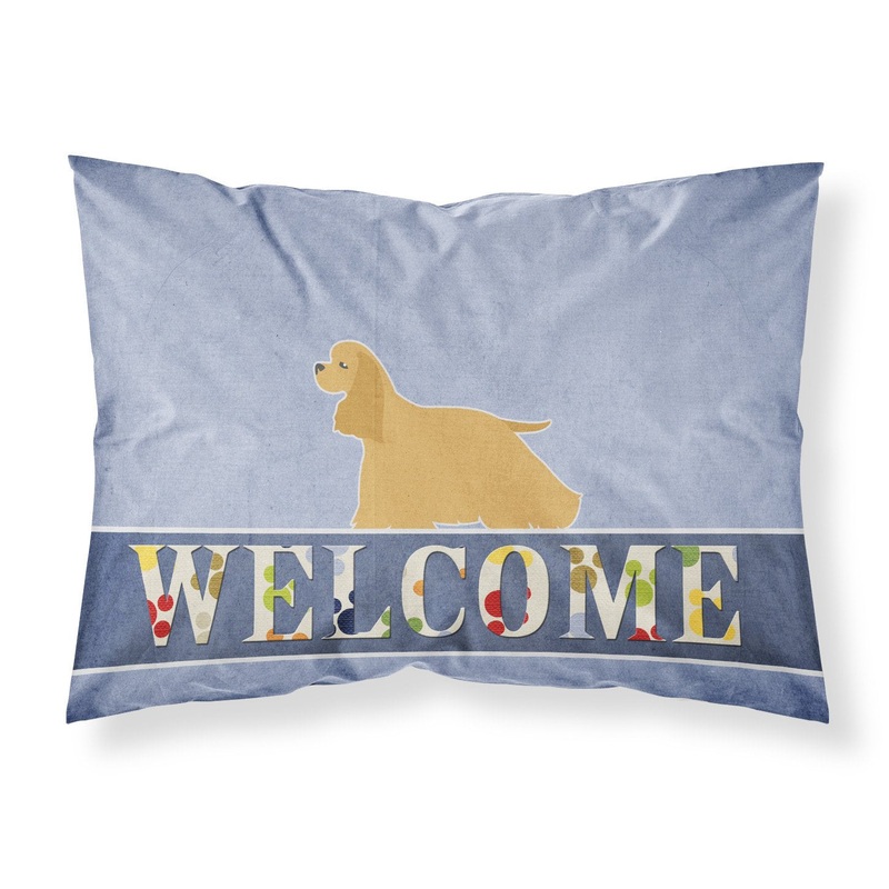 Cocker Spaniel Welcome Fabric Standard Pillowcase  Artistic Decorative Front, White Back BB5490PILLOWCASE