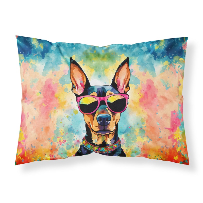Doberman Pinscher Hippie Dawg Standard Pillowcase  Artistic Decorative Front, White Back