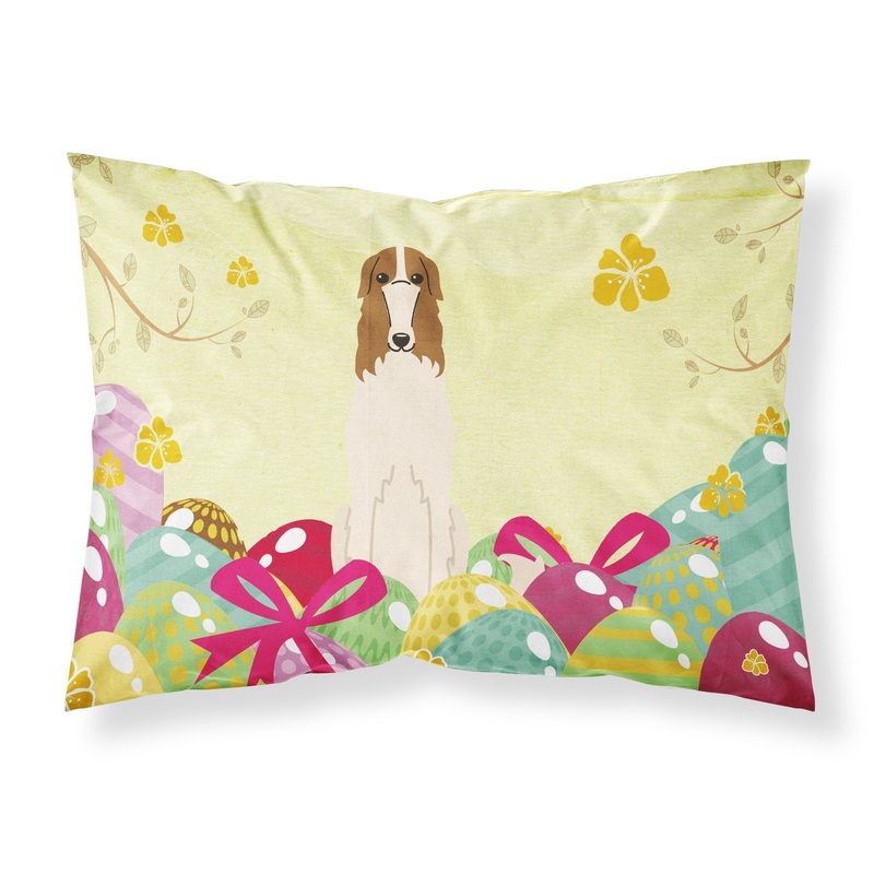 Easter Eggs Borzoi Fabric Standard Pillowcase  Artistic Decorative Front, White Back BB6023PILLOWCASE
