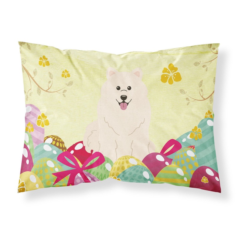 Easter Eggs Samoyed Fabric Standard Pillowcase  Artistic Decorative Front, White Back BB6030PILLOWCASE