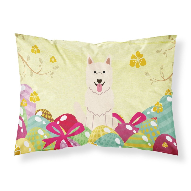 Easter Eggs White German Shepherd Fabric Standard Pillowcase  Artistic Decorative Front, White Back BB6045PILLOWCASE