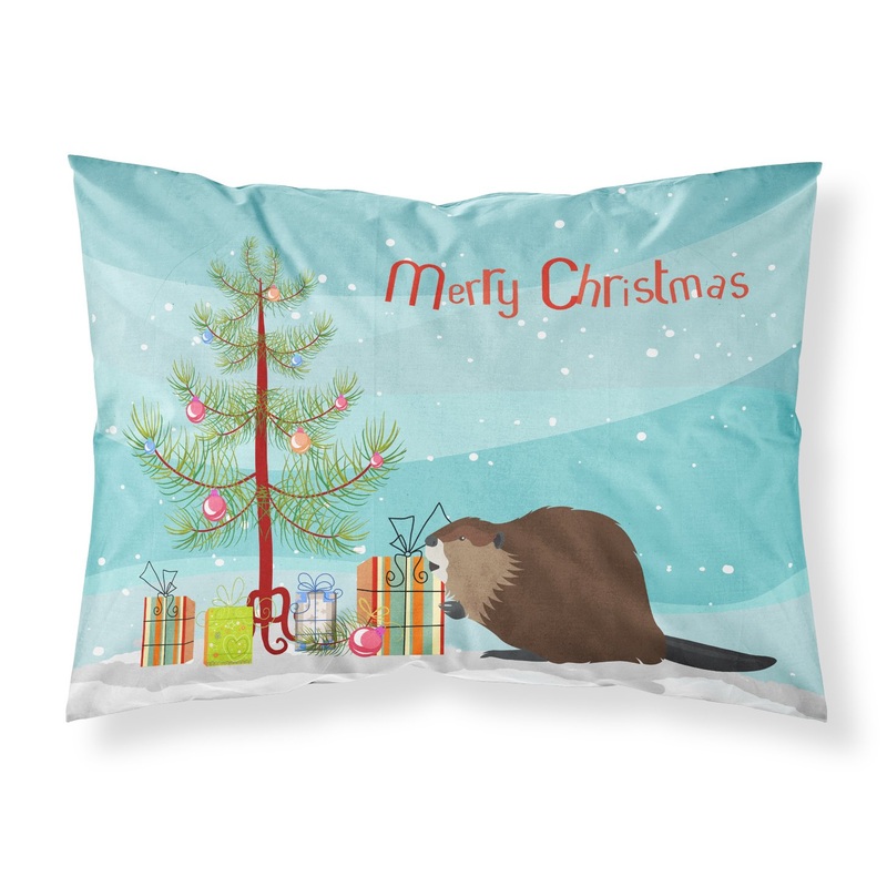 Eurasian Beaver Christmas Fabric Standard Pillowcase  Artistic Decorative Front, White Back BB9240PILLOWCASE
