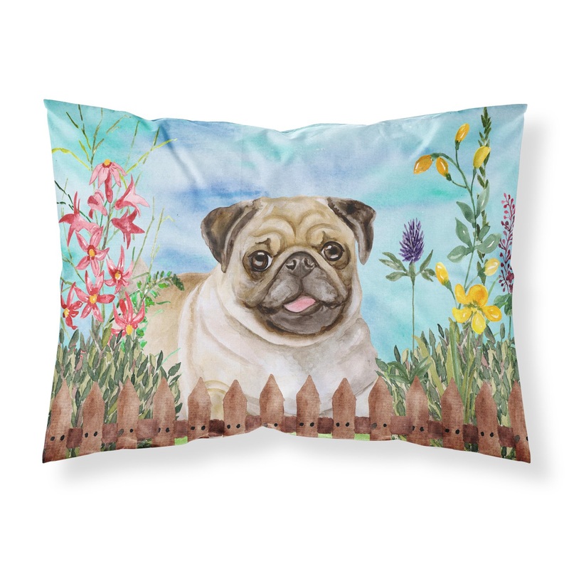 Fawn Pug Spring  Standard Pillowcase  Artistic Decorative Front, White Back CK1280PILLOWCASE