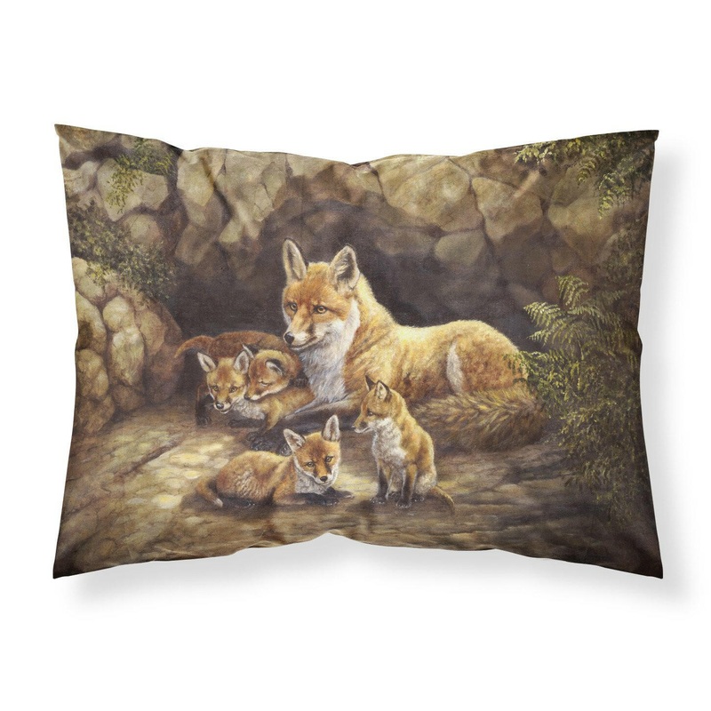 Fox Family Foxes by the Den Fabric Standard Pillowcase  Artistic Decorative Front, White Back BDBA0169PILLOWCASE