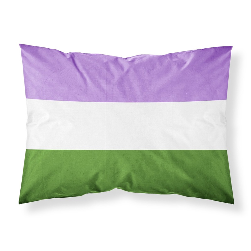 Genderqueer Pride Fabric Standard Pillowcase  Artistic Decorative Front, White Back