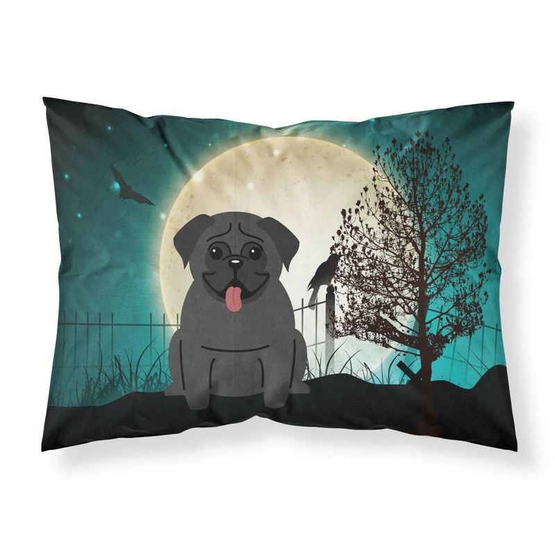 Halloween Scary Pug Black Fabric Standard Pillowcase  Artistic Decorative Front, White Back BB2196PILLOWCASE
