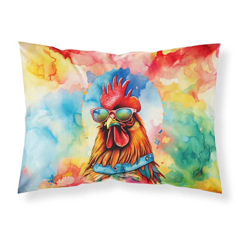 Hippie Animal Red Rooster Standard Pillowcase  Artistic Decorative Front, White Back