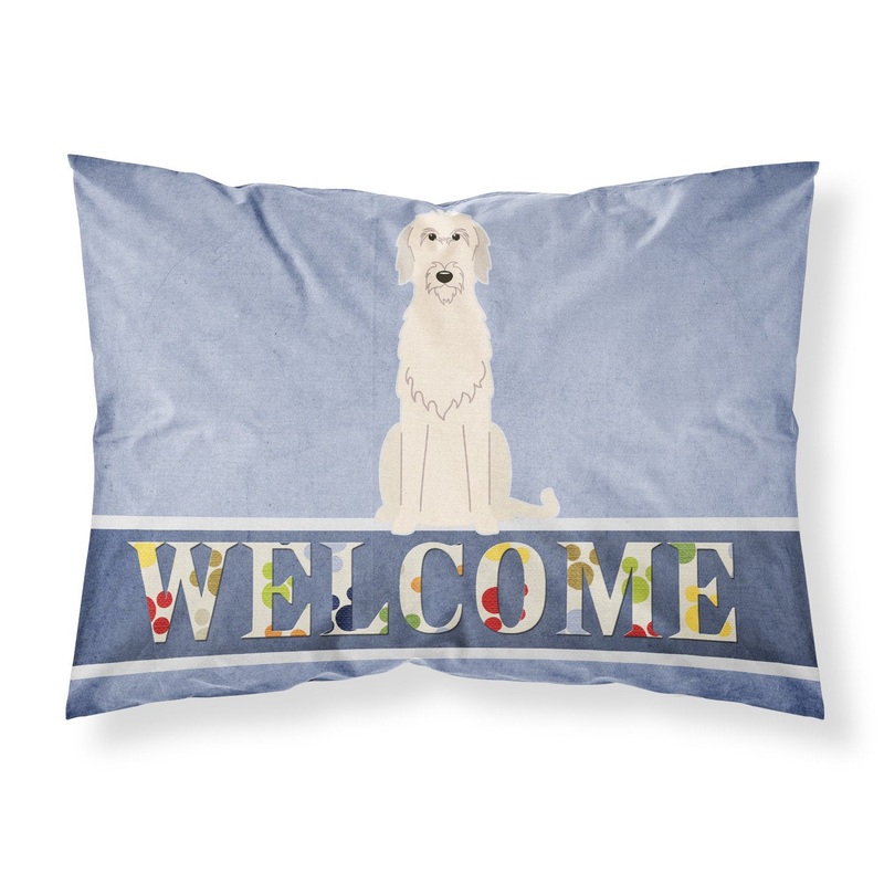 Irish Wolfhound Welcome Fabric Standard Pillowcase  Artistic Decorative Front, White Back BB5646PILLOWCASE
