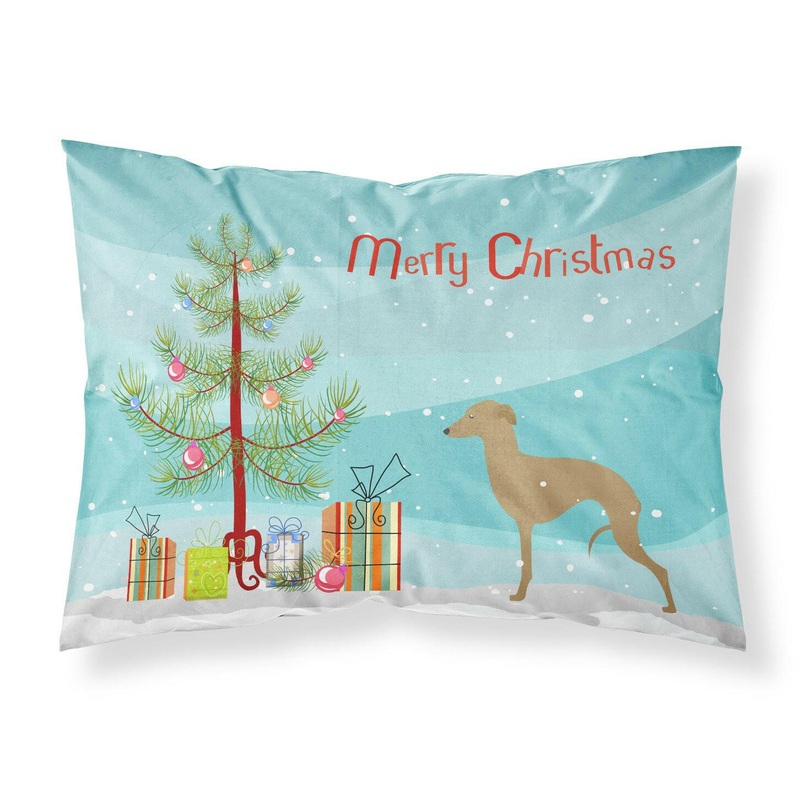 Italian Greyhound Merry Christmas Tree Fabric Standard Pillowcase  Artistic Decorative Front, White Back BB2932PILLOWCASE