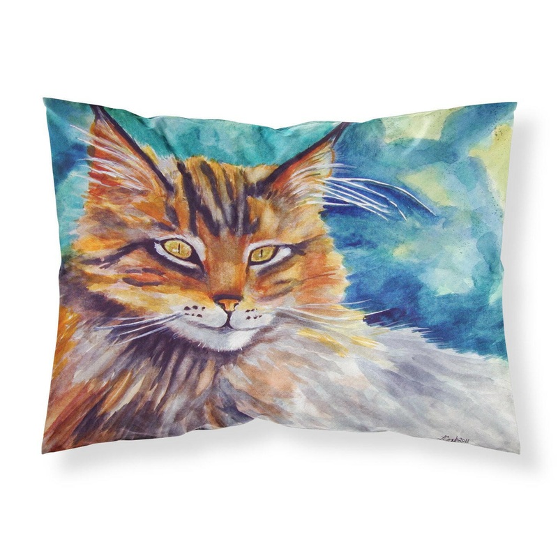Maine Coon Cat Watching you Fabric Standard Pillowcase  Artistic Decorative Front, White Back 7421PILLOWCASE