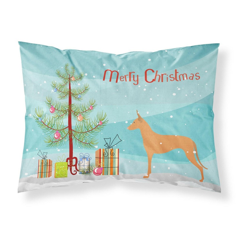 Pharaoh Hound Merry Christmas Tree Fabric Standard Pillowcase  Artistic Decorative Front, White Back BB2906PILLOWCASE