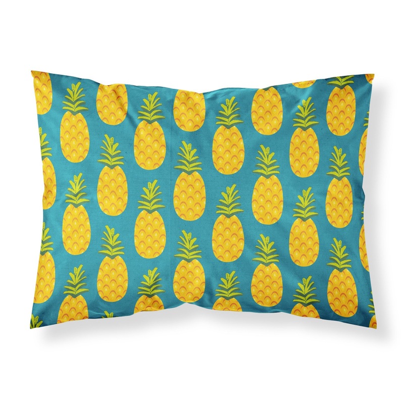 Pineapples on Teal Fabric Standard Pillowcase  Artistic Decorative Front, White Back BB5145PILLOWCASE