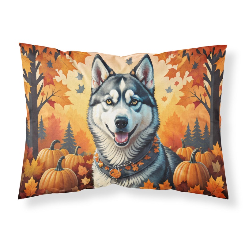 Siberian Husky Fall Fabric Standard Pillowcase  Artistic Decorative Front, White Back
