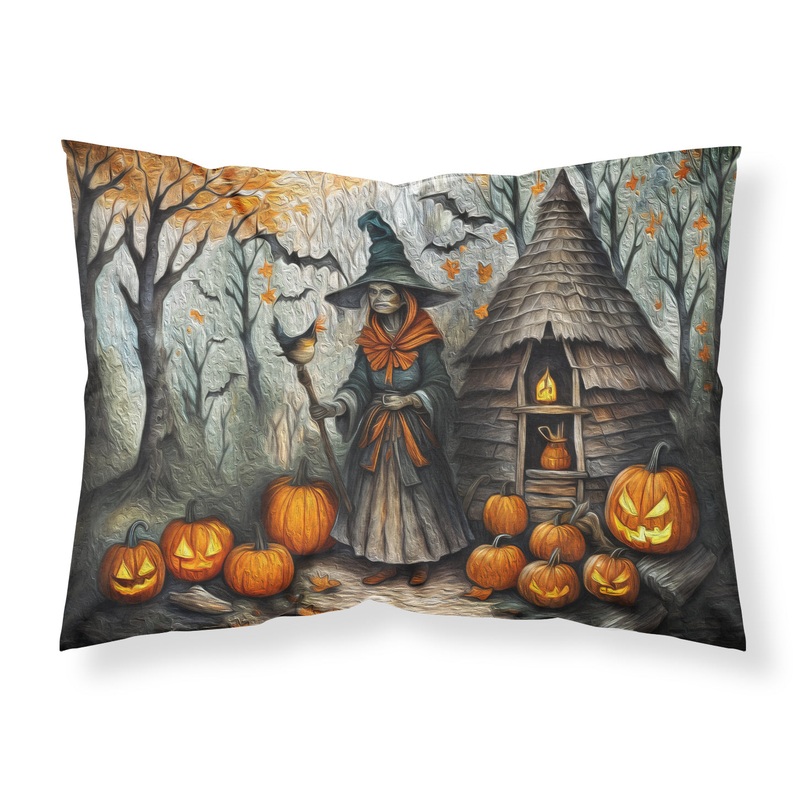 Slavic Witch Spooky Halloween Fabric Standard Pillowcase  Artistic Decorative Front, White Back