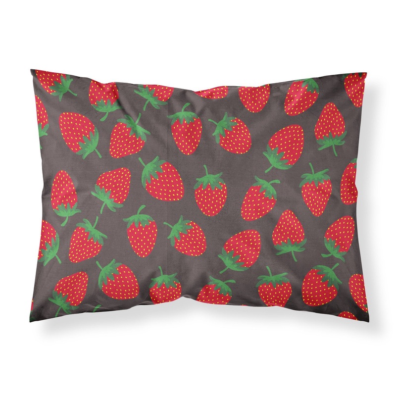 Strawberries on Gray Fabric Standard Pillowcase  Artistic Decorative Front, White Back BB5137PILLOWCASE