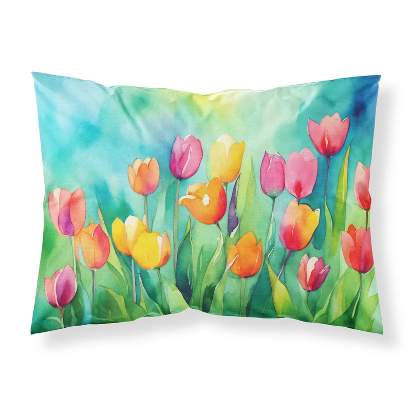 Tulips in Watercolor Fabric Standard Pillowcase