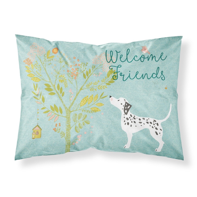 Welcome Friends Dalmatian Fabric Standard Pillowcase  Artistic Decorative Front, White Back BB7585PILLOWCASE