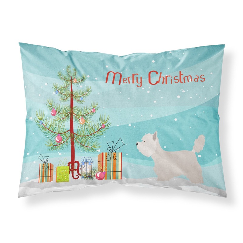 Westie Christmas Fabric Standard Pillowcase  Artistic Decorative Front, White Back BB8480PILLOWCASE