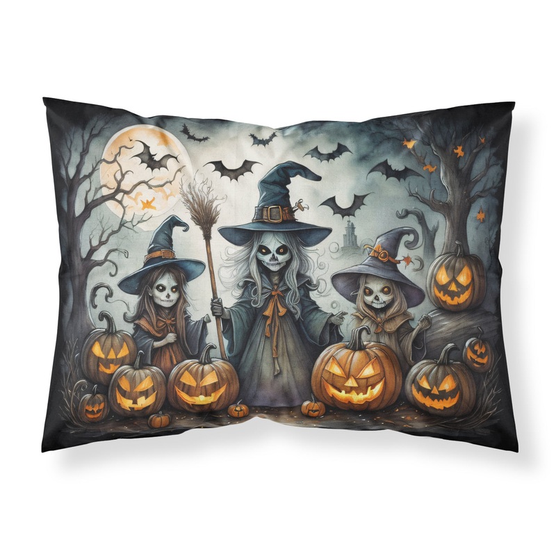 Witches Spooky Halloween Fabric Standard Pillowcase  Artistic Decorative Front, White Back