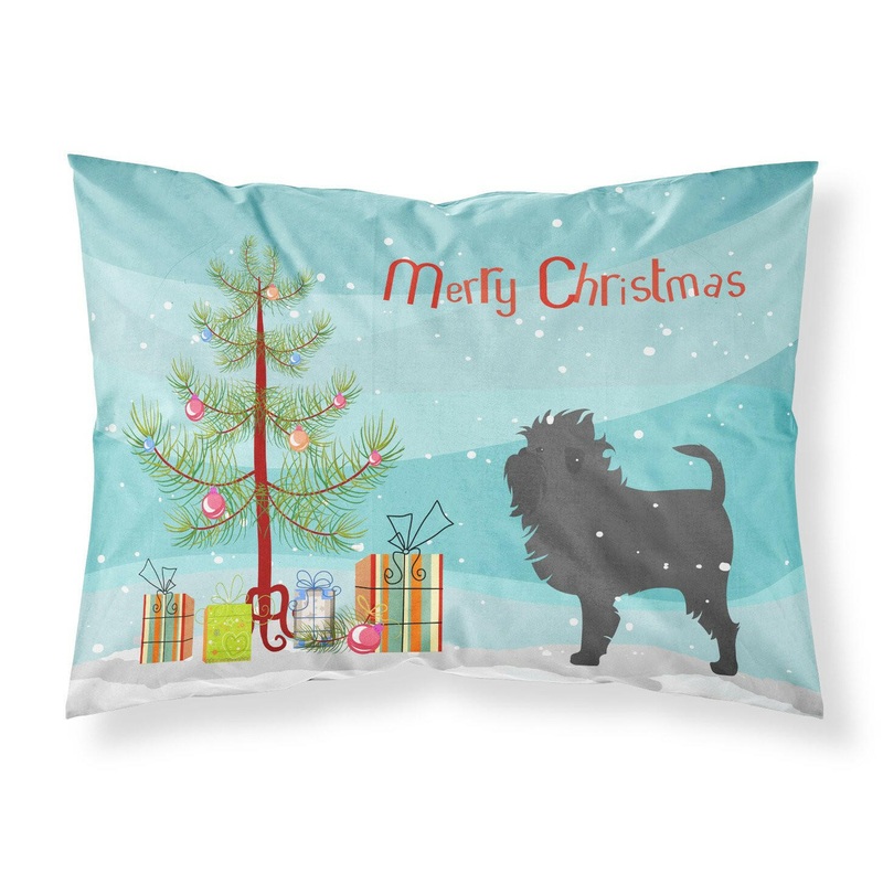 Affenpinscher Merry Christmas Tree Fabric Standard Pillowcase  Artistic Decorative Front, White Back BB2966PILLOWCASE