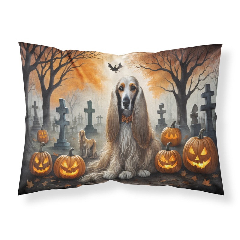 Afghan Hound Spooky Halloween Fabric Standard Pillowcase  Artistic Decorative Front, White Back