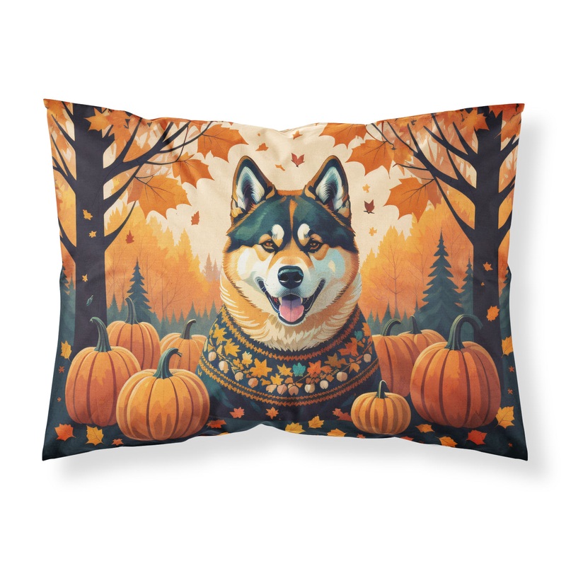Akita Fall Fabric Standard Pillowcase  Artistic Decorative Front, White Back