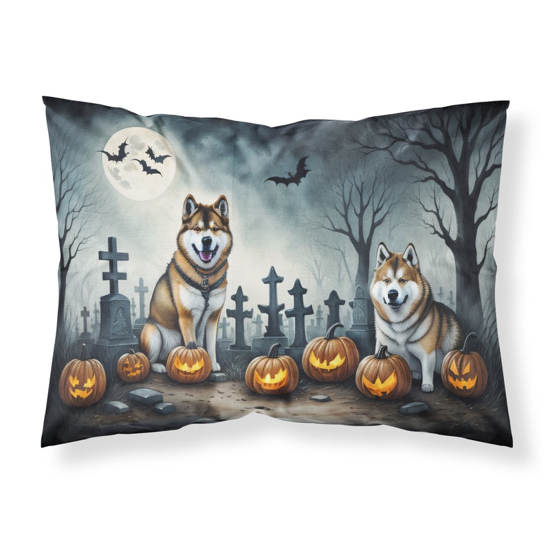 Akita Spooky Halloween Fabric Standard Pillowcase  Artistic Decorative Front, White Back