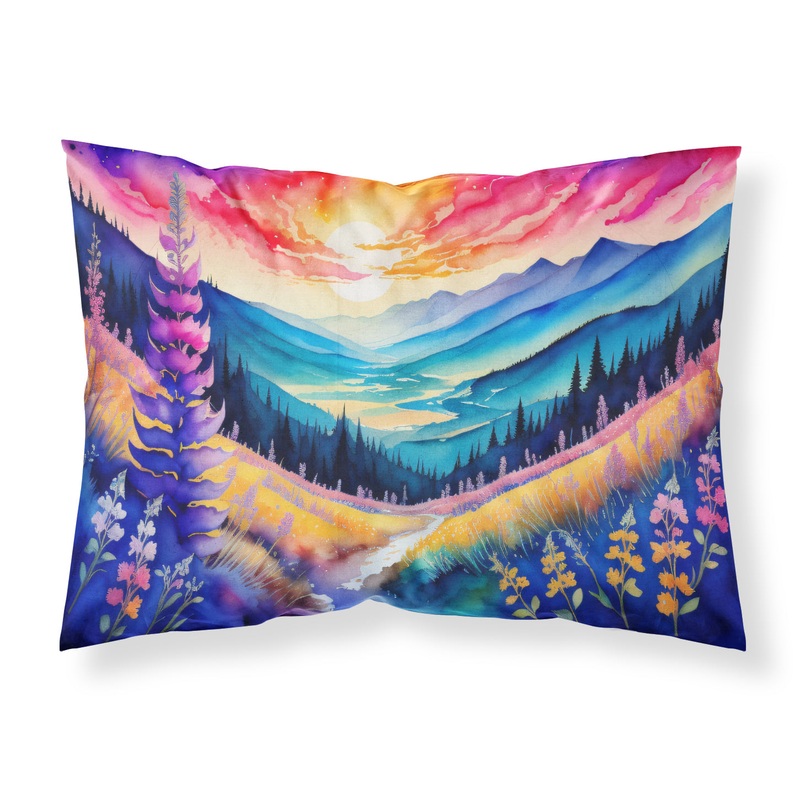 Annual Larkspur in Color Fabric Standard Pillowcase  Artistic Decorative Front, White Back