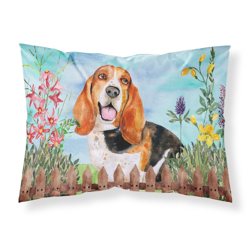 Basset Hound Spring  Standard Pillowcase  Artistic Decorative Front, White Back CK1266PILLOWCASE