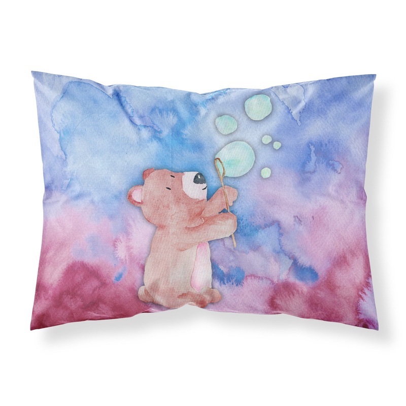 Bear and Bubbles Watercolor Fabric Standard Pillowcase  Artistic Decorative Front, White Back BB7347PILLOWCASE