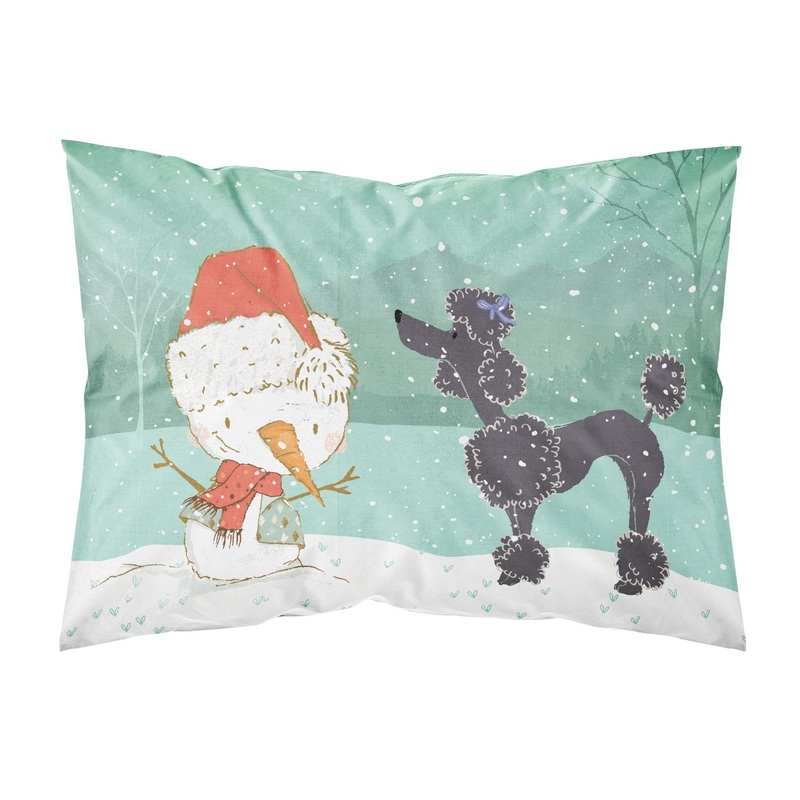 Black Poodle Snowman Christmas  Standard Pillowcase  Artistic Decorative Front, White Back CK2064PILLOWCASE