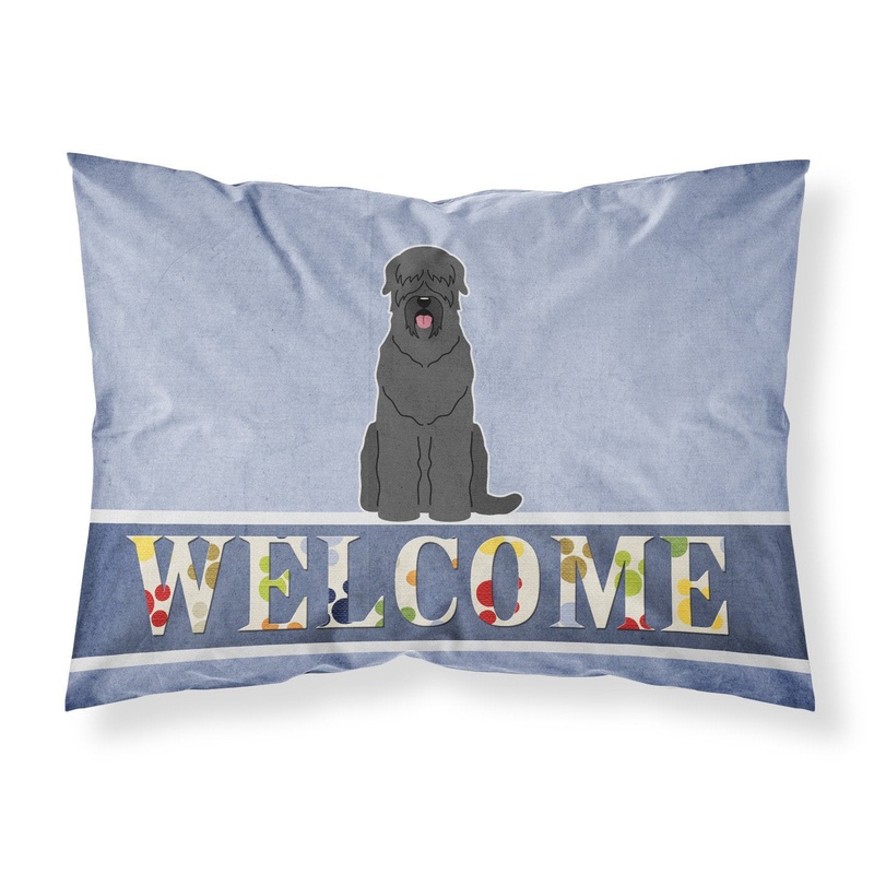 Black Russian Terrier Welcome Fabric Standard Pillowcase  Artistic Decorative Front, White Back BB5607PILLOWCASE