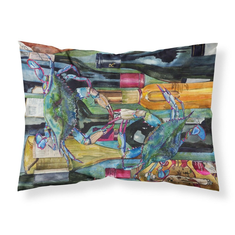 Blue Crabby Wine Bottles Standard Pillowcases  Artistic Decorative Front, Crisp White Back