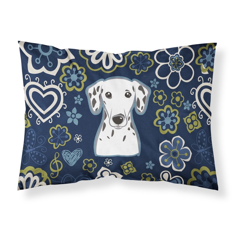 Blue Flowers Dalmatian Fabric Standard Pillowcase  Artistic Decorative Front, White Back BB5061PILLOWCASE