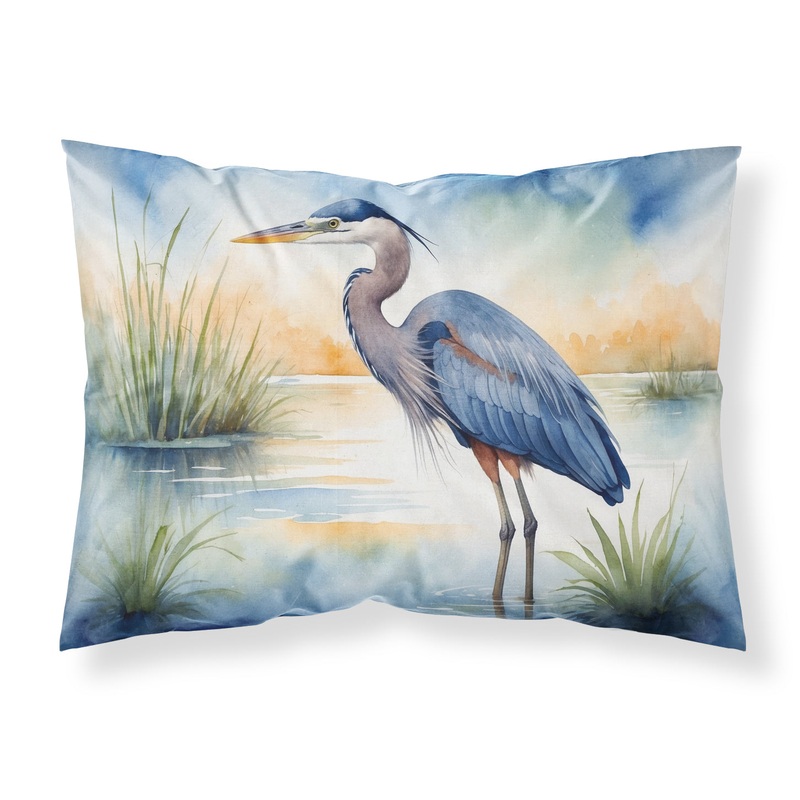 Blue Heron Emerging as the day fades Standard Pillowcase  Artistic Decorative Front, White Back