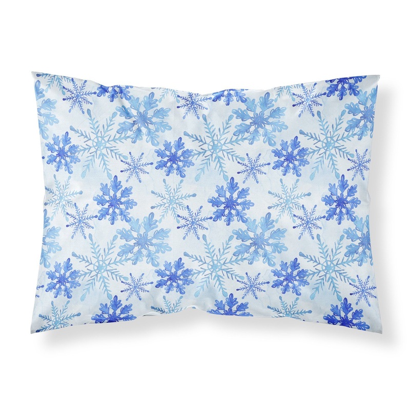 Blue Snowflakes Watercolor Fabric Standard Pillowcase  Artistic Decorative Front, White Back BB7484PILLOWCASE