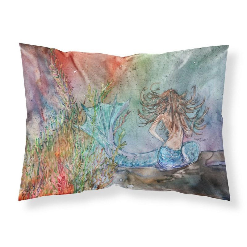 Brunette Mermaid Water Fantasy Fabric Standard Pillowcase  Artistic Decorative Front, White Back 8972PILLOWCASE