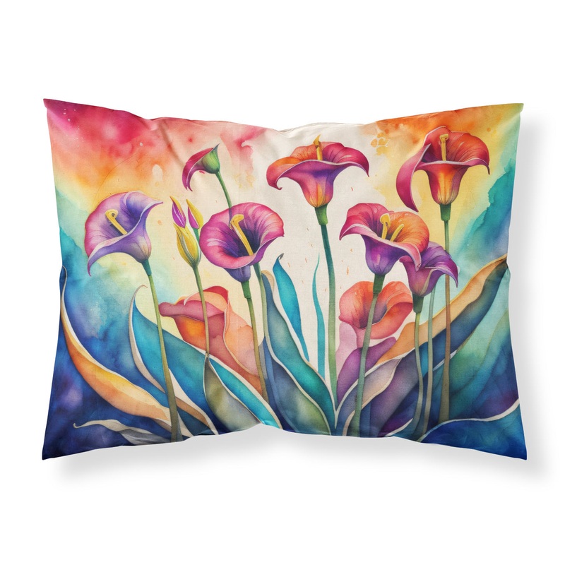 Calla Lilies in Color Fabric Standard Pillowcase  Artistic Decorative Front, White Back